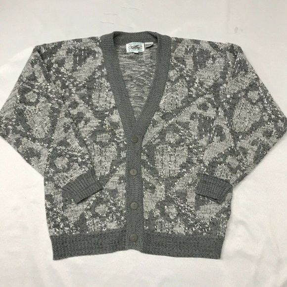 American Crusader Hand Knit Vintage Cardigan Gray Size Medium - Picture 1 of 4